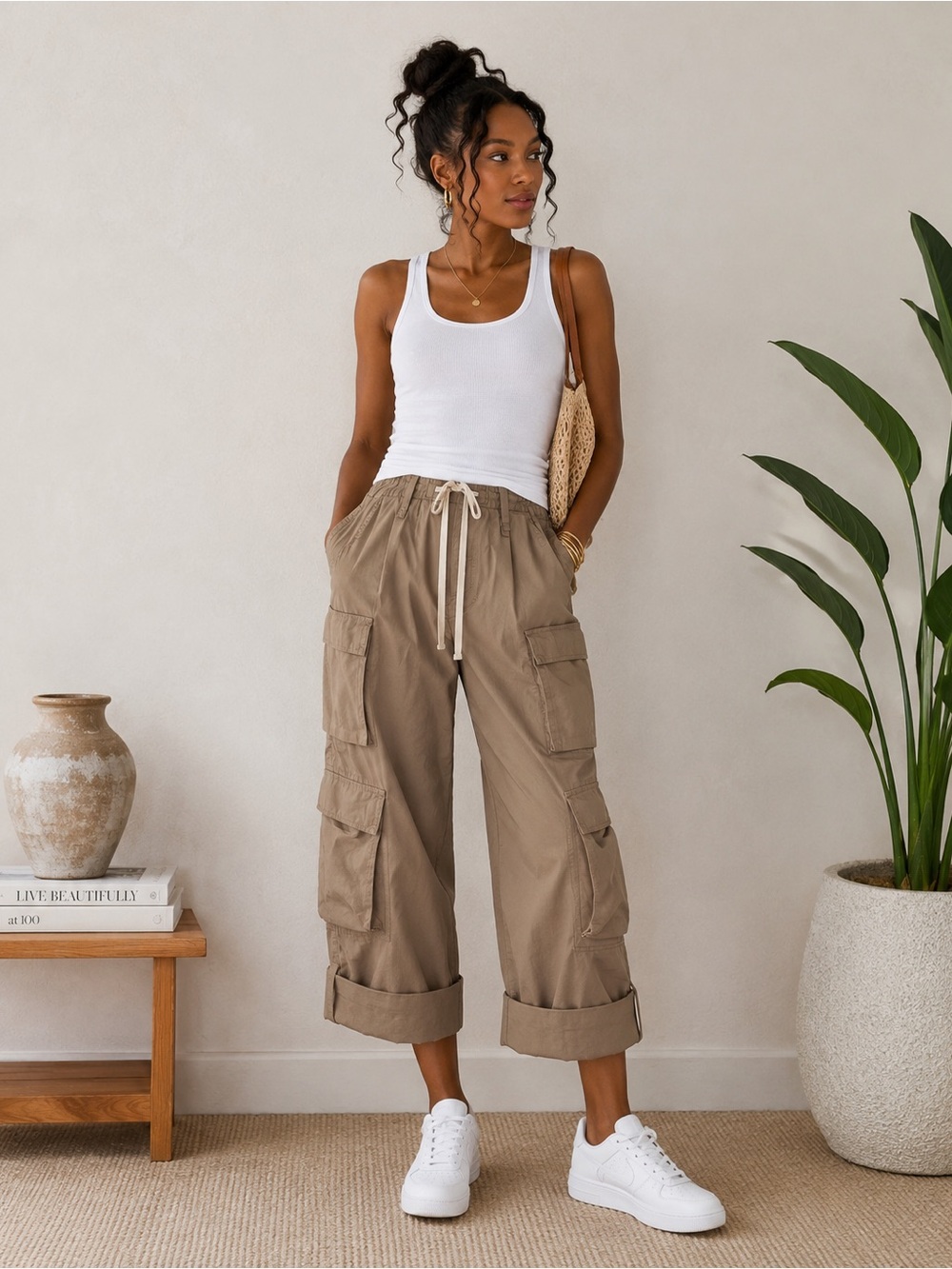 Zara Wideleg Cuffed Cargo Pants SzXL